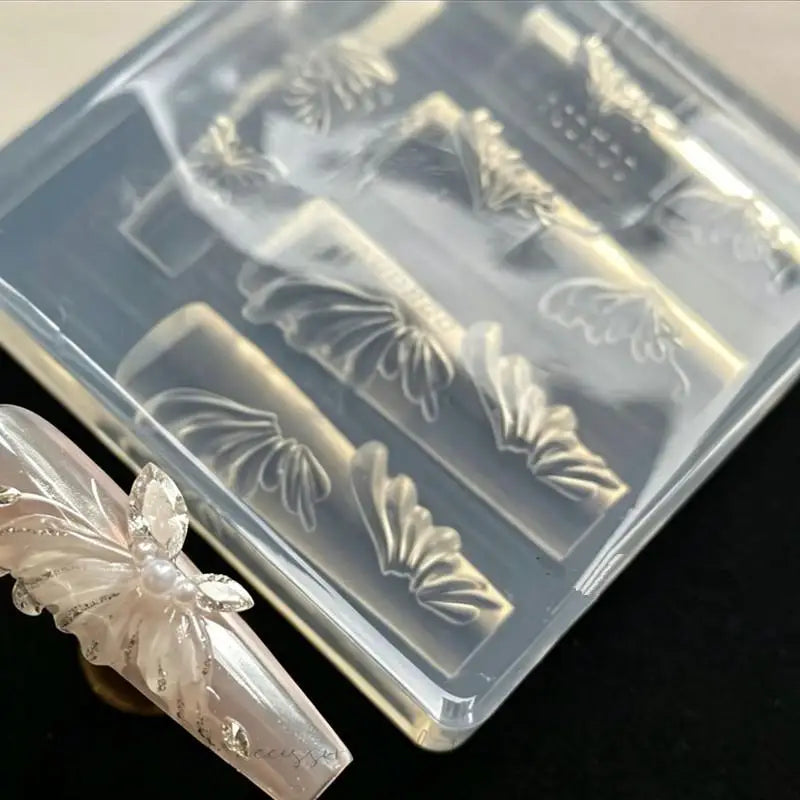 Nails DIY Design Rose Flower Nail Mold Stamping Plate Manicure Mold 3D Mini Silicone Mold Butterfly Wings Nail Art Decorations