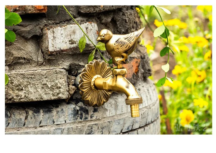 Bathroom Garden Faucet Antique Brass Kindergarden Wall Mount Animal Cold Water Faucet Basin Faucet