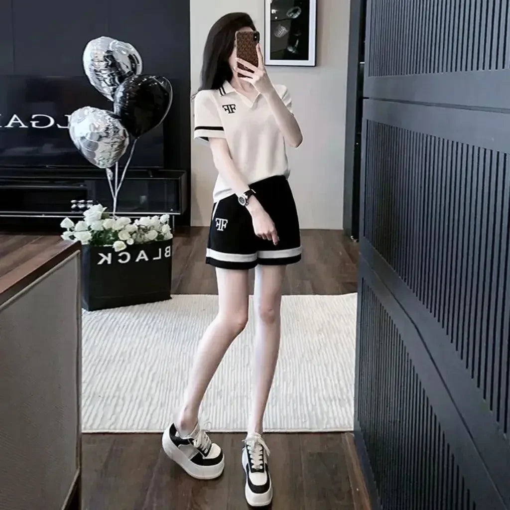 Women's Short Sets 2 Pieces Top and Bottom Tracksuit Female Shorts Sleeve Vacation Outfits Woman 2025 Novelty In New Products