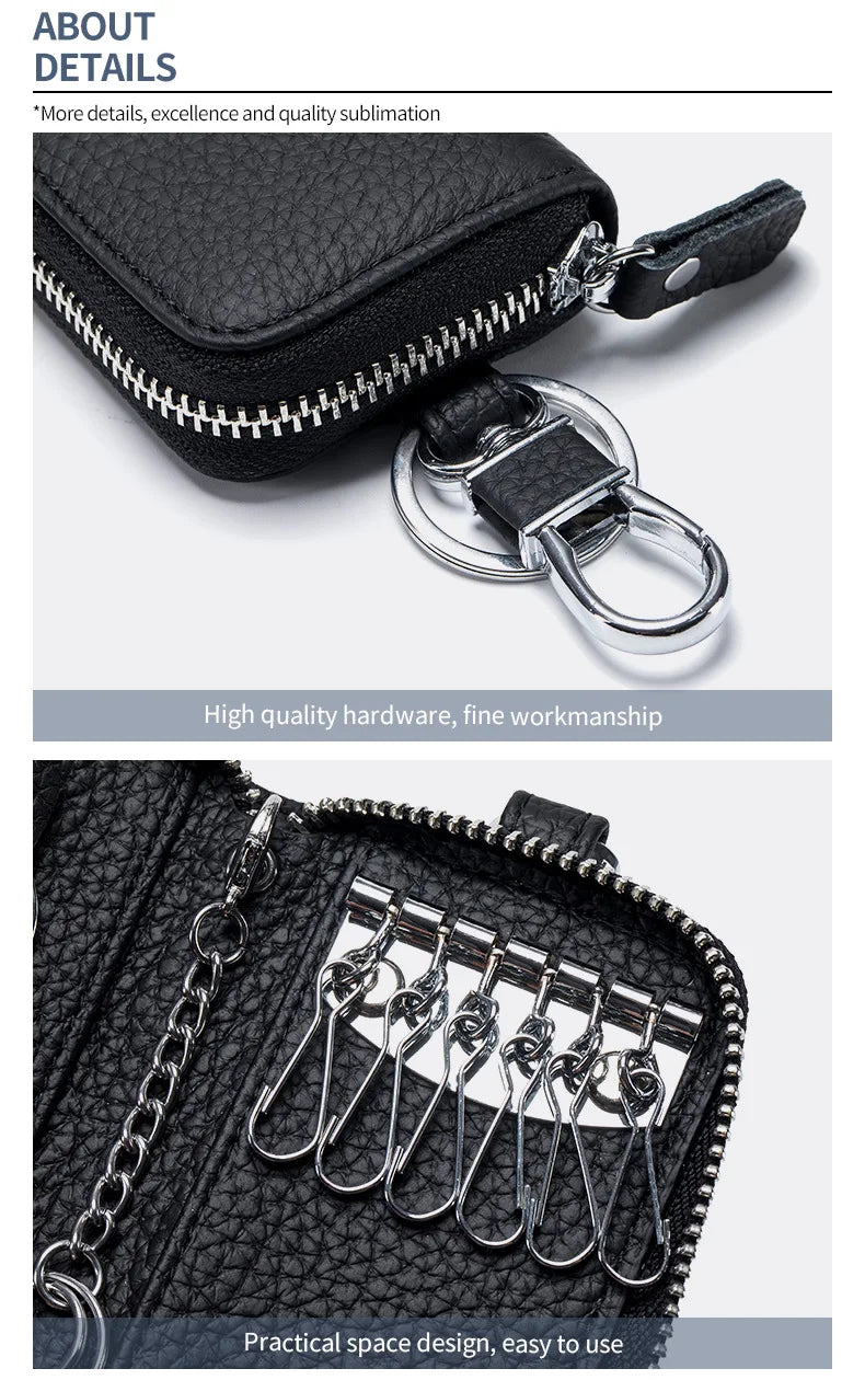 Key Case Multifunctional Zipper Men's Household Key Case Universal Car Keybag Women Leather Organizer Keychain Wallet 10 Color