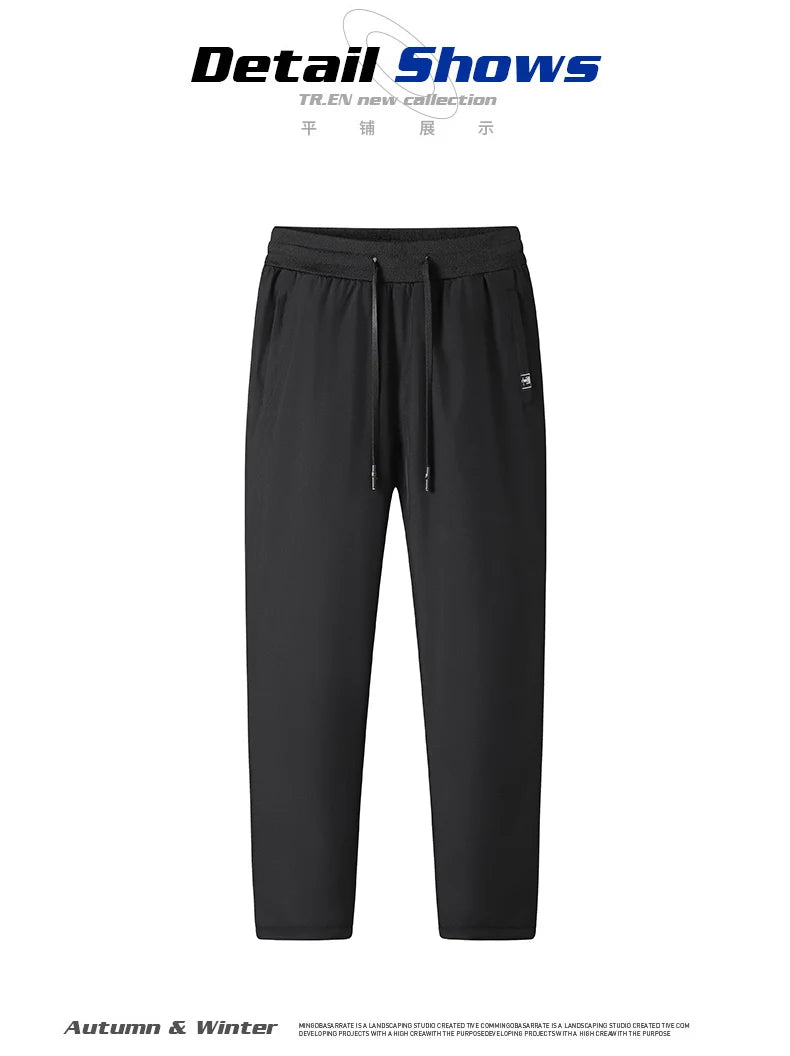 Plus Size 7XL 8XL Men's Winter Pant Fleece Velvet Plush Trouser Male Thermal Thick Warm Windproof Casual Joggers Waterproof Pant