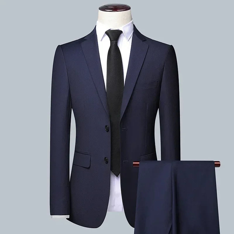 Suit Fashionable Formal Outdoor Gentleman Solid-color Men's Business Wedding Hosting Banquets Casual British Style Fitted Gentle