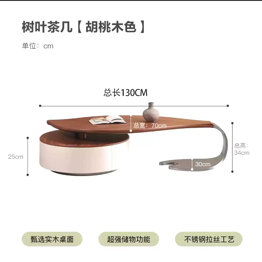 Modern Leaf Shape Walnut Veneer Coffee Table Light Luxury Living Room Home New Designer Creative Special Shape Coffee Table