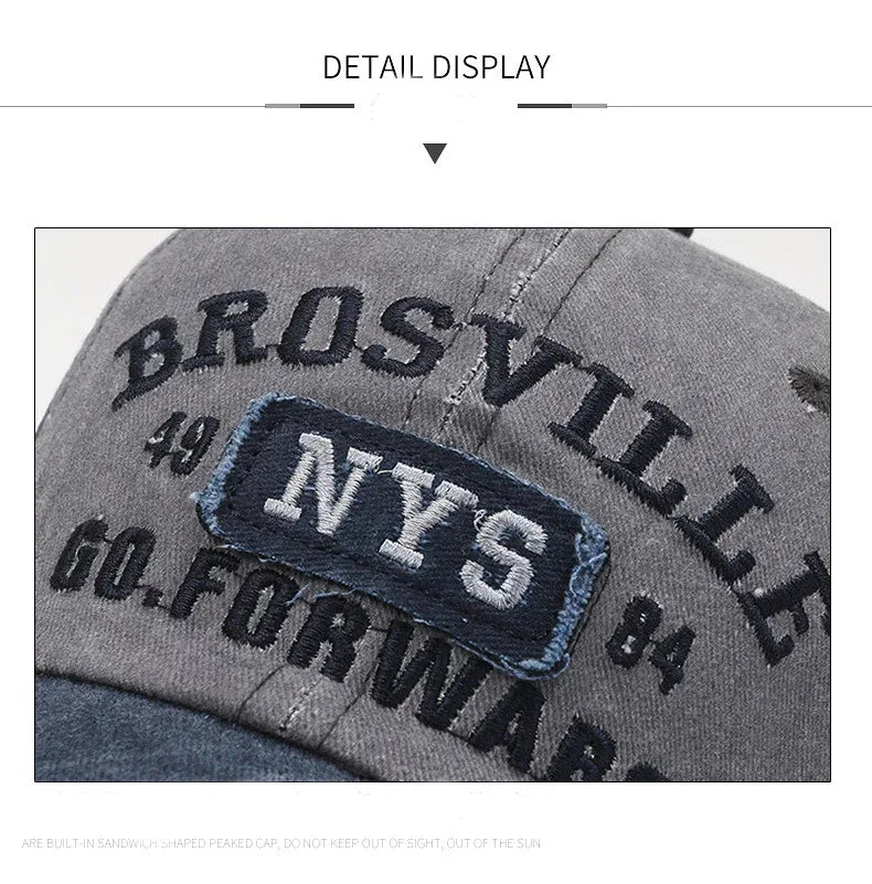 Men's Baseball Cap Casual Wash Embroidered Cap Curved Brim Bowler Sun Hat Official Website Sport Hip Hop Fitted Hats Men Women