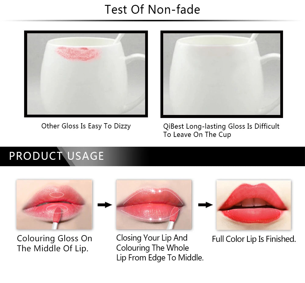 QIBEST Velvet Matte Nude Liquid Lipstick Makeup Sexy Red Lipgloss Waterproof Long-lasting Purple Black Orange Lip Stain Cosmetic