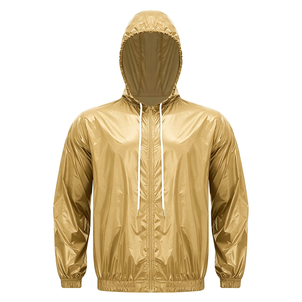 Mens Waterproof Hooded Jacket Tops Breathable Raincoat Waterproof Windproof Outdoor Biking Fishing Jacket Hood Outerwear