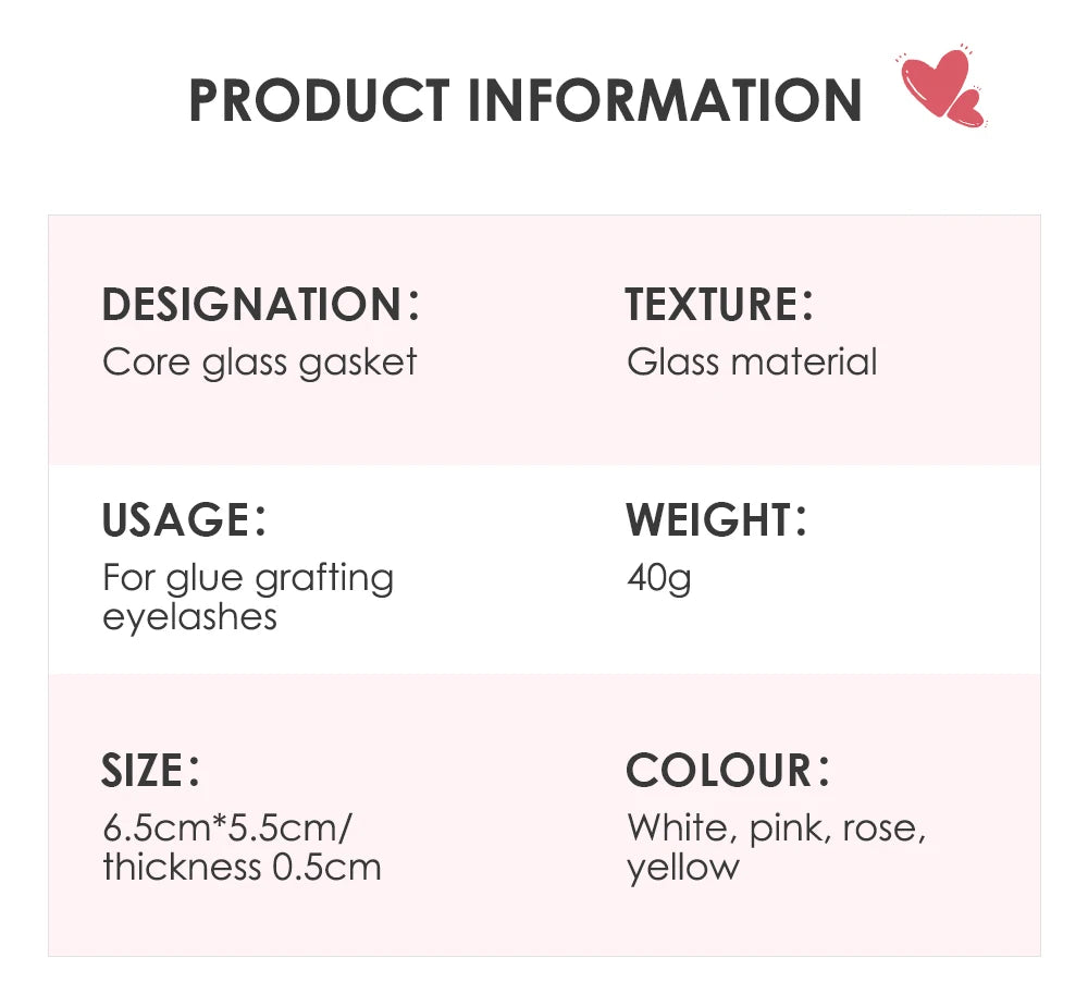 NATUHANA Heart-Shaped Crystal Resin Eyelash Glue Pad, Glass-Like Adhesive Holder Pallet for Lash Extensions, Cute Makeup Tool