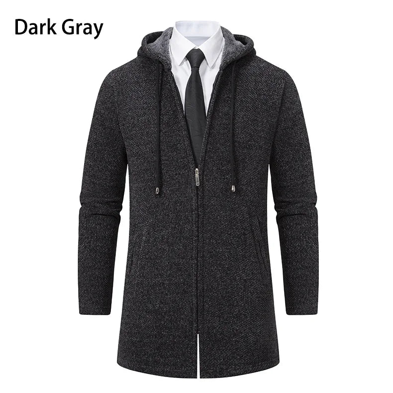 Men's Knitted Cardigan Casual Hooded Coat Slim Fit Autumn and Winter New Sweater Coat Men's Sweater