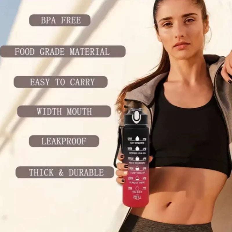 750ml Sports Water Bottle with Time-Tracking Straw Leak Proof Locking Flip Cover for Easy Carry Ideal for Outdoor Adventures