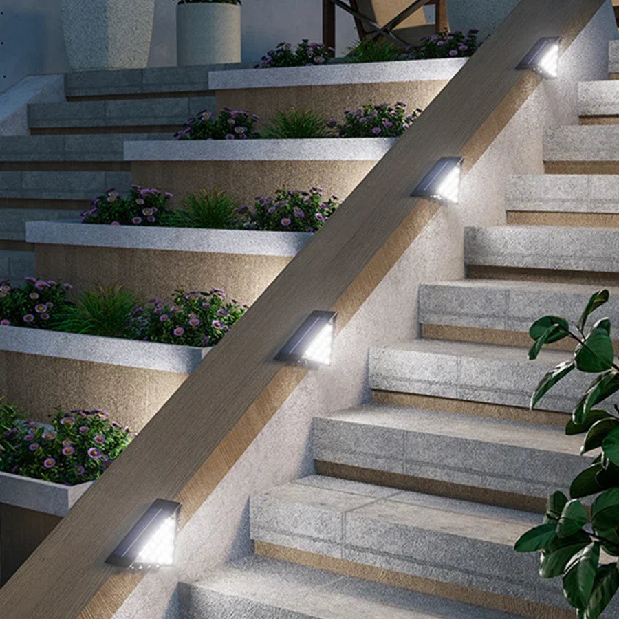 Solar Stair Lights Solar Step Light Outdoor Anti-theft Waterproof IP67 Decor for Garden Stair Deck Front Porch and Patio