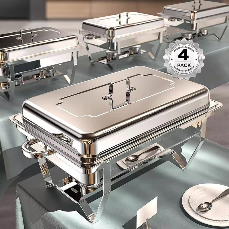 Stainless Steel Buffet Stove Hotel Restaurant Rectangular Folding Alcohol Stove Single/Double/Triple-Tank Buffet Warming Stove