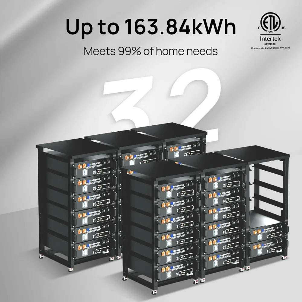 Certified | 5120Wh Server Rack Battery for Solar Energy Storage 48V 100Ah LiFePO4 Lithium Battery w/Bluetooth | UL1973 & UL9540A