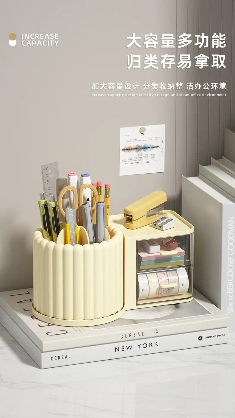 360 Rotating Makeup Desktop Cosmetic Storage Box Organizer Large Capacity for Bathroom Portable Lipstick Makeup Brush Pen Holder