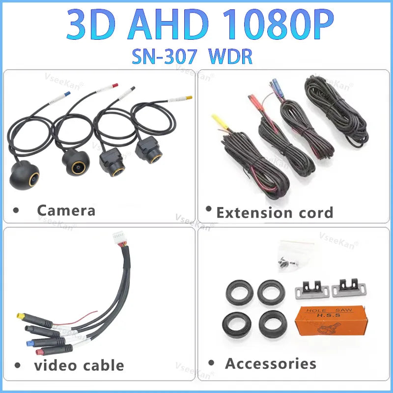 Car Camera 360 Degree Panoramic Imaging System 3D AHD 720P 1080P Four Way Camera HD Night Vision 2053/4007 1022 SN307 6048 WDR