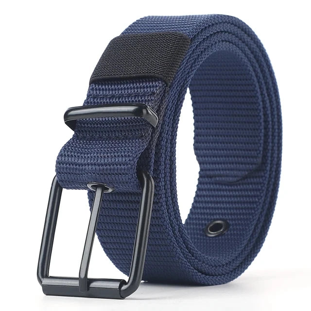 Perforated canvas belt, men's needle buckle belt, student youth Korean version, versatile jeans belt, military training, extende