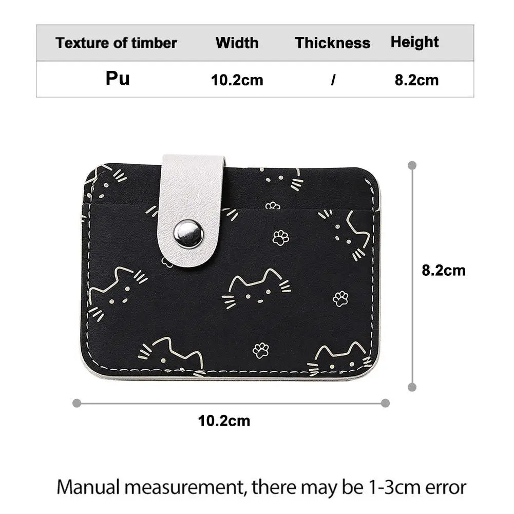 Cute Cat Print Card Holder Wallet for Women Girls Fashion PU Leather Money Bags Mini Slim Coin Purse Portable Daily Gift