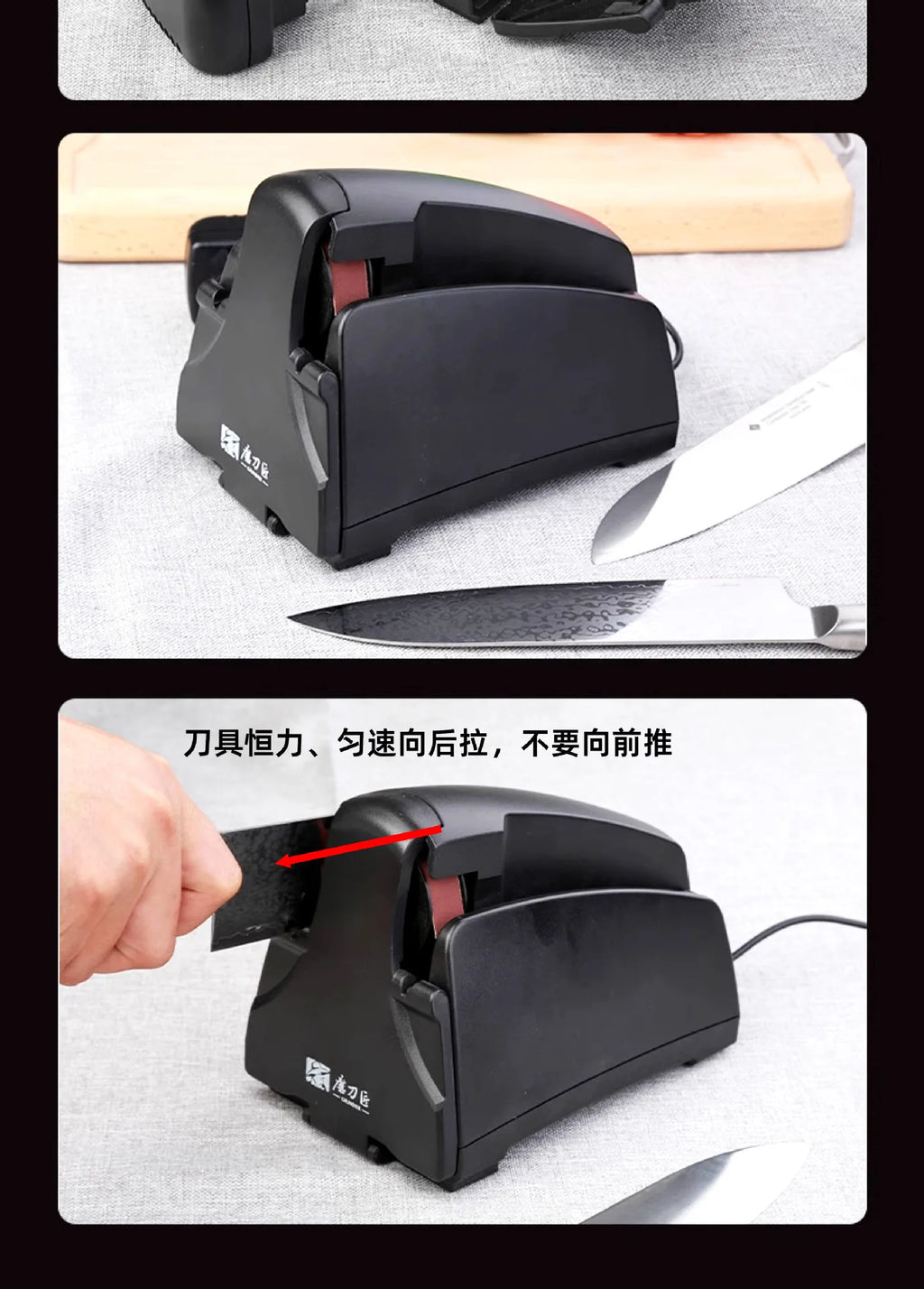 Knife Sharpener Electric, 4-Stage Professional Sharpener with 120-1000# Grit Sanding Belt, Fast & Precise for Kitchen Chef Tools