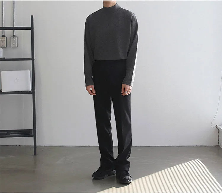 Men's Thermal Turtleneck Shirt Fleece Lined Long Sleeve Warm Pullover Loose Fit Casual Knit Top Winter Base Layer