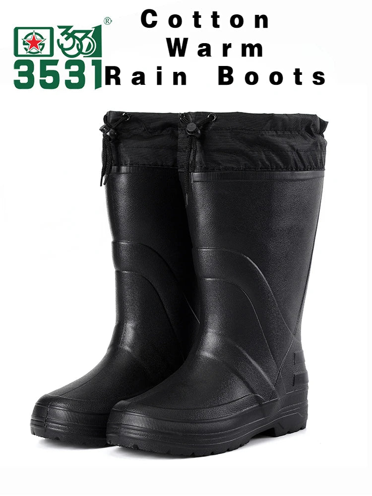 Winter Rain Shoes for Men EVA Non-slip Men Snow Boots Plush Warm Waterproof Shoes Comfortable Platform Men Work Shoes Plus Size