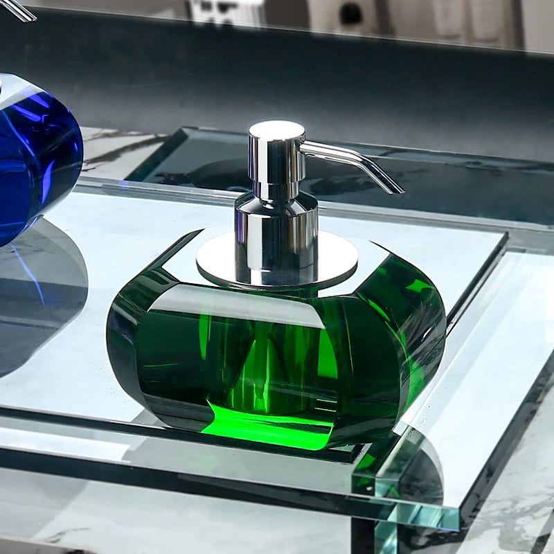Crystal Glass Press Lotion Bottle Soap Dispenser Hand Sanitizer Dispensing Bottle Luxury Crystal Glass Lotion Bottle Bathroom