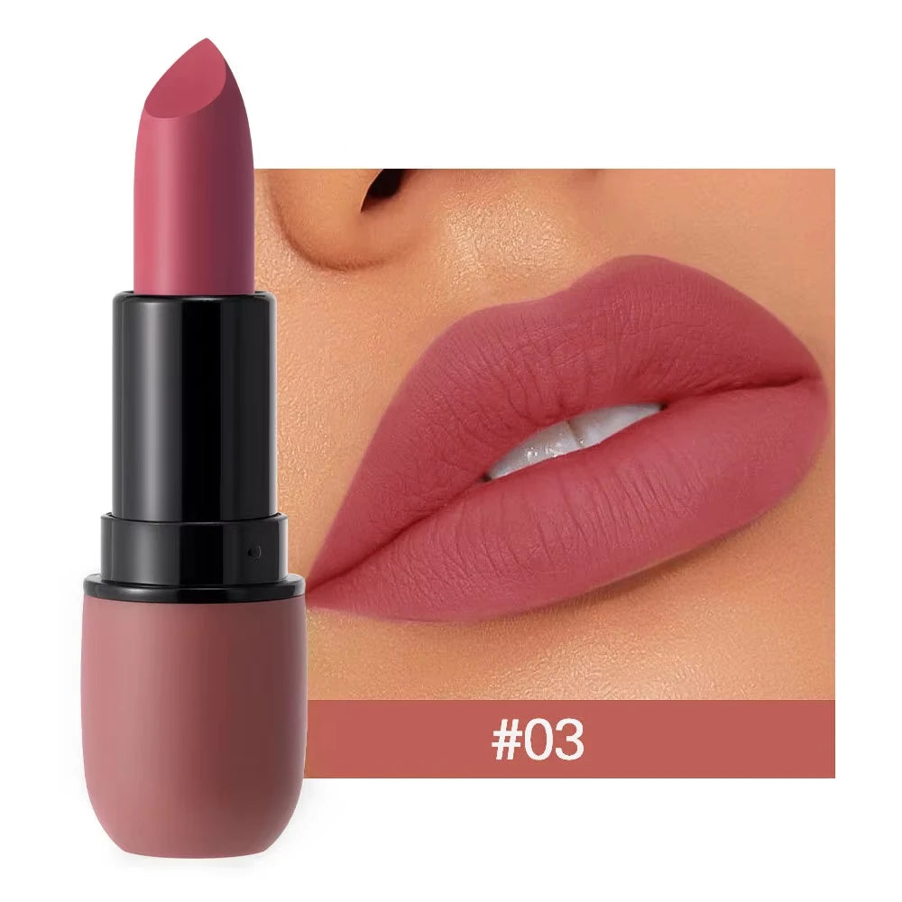 YABAOLIAN Matte Moist Lipstick Velvet Nude Lip Stick Long Lasting Waterproof High Pigment Non Dry 6 Shades Daily Makeup