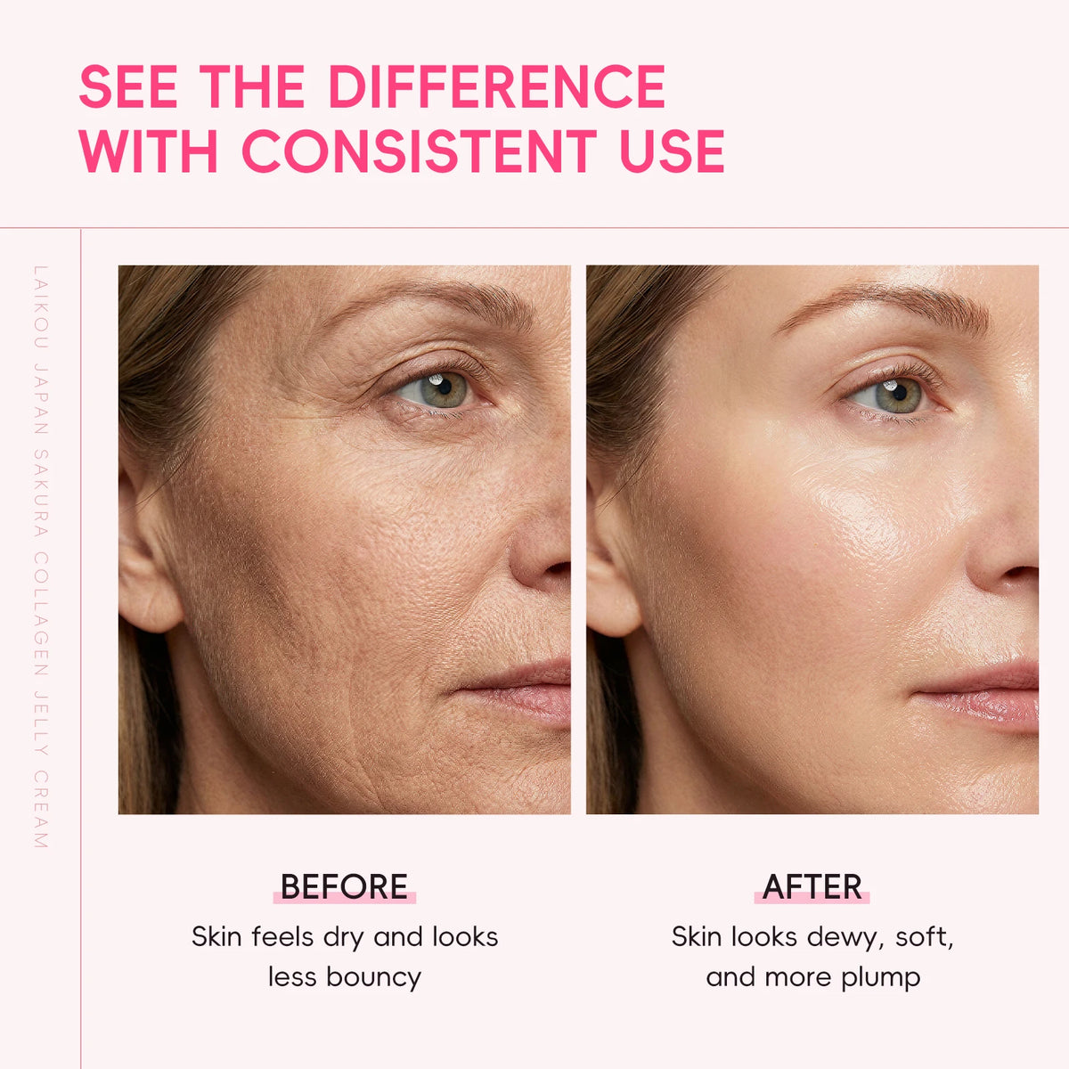 LAIKOU Japan Sakura Collagen Jelly Cream 100g Gentle Formula Hydrated Plump Youthful Radiance Glass Glow Skin Care
