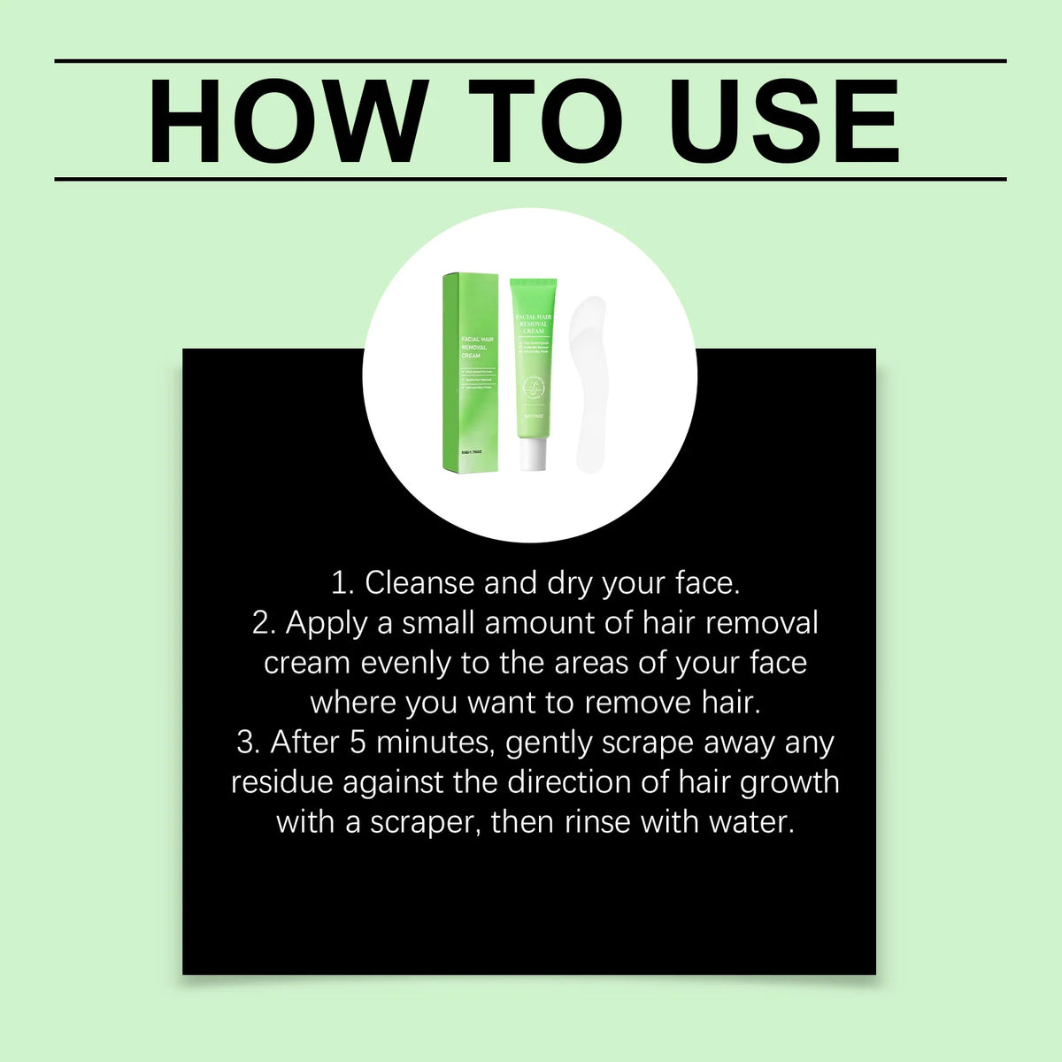 Painless Facial Hair Removal Cream Kit For Women Sensitive Skin 2‑in‑1 With Soothing Cream Home Use Upper Lip Chin Hair Remover