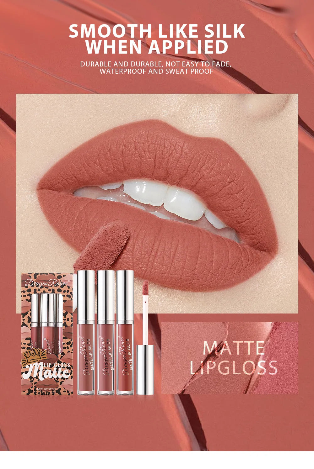 3-Pack Non-Stick Matte Lip Gloss Set Liquid Lipstick Gift Box Set of 3 Long-Lasting Comfortable Matte Finish Lip Colors