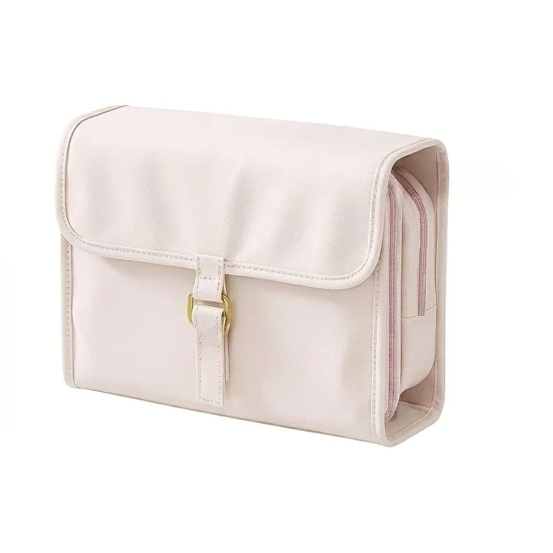 Large Capacity Hanging Toiletry Bag for Women, Waterproof Travel Cosmetic Organizer with Dry Wet Separation Folding Wash Pouch