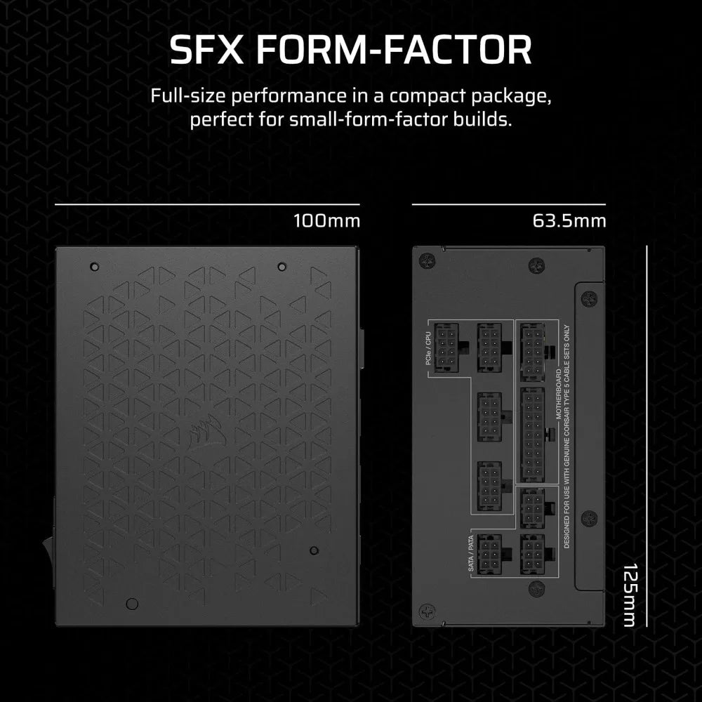Fully Modular SFX Low Noise 80 Plus Platinum Power Supply ATX 3.1 Compliant PCIe 5.1 Ready Small Form Factor with SFX-to-ATX