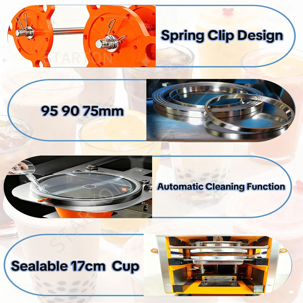 Cup Sealing Machine Plastic Yogurt Cup Sealer Juice Bubble Tea Equipment Fully Automatic Jelly Boba Milk Tea Cup Sealing Machine