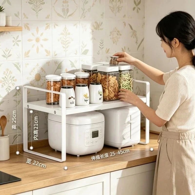 Expandable Kitchen Cabinet Organizer Multi Level Layered Storage Rack for Seasonings Dishes Spices Plates Space Saving Home