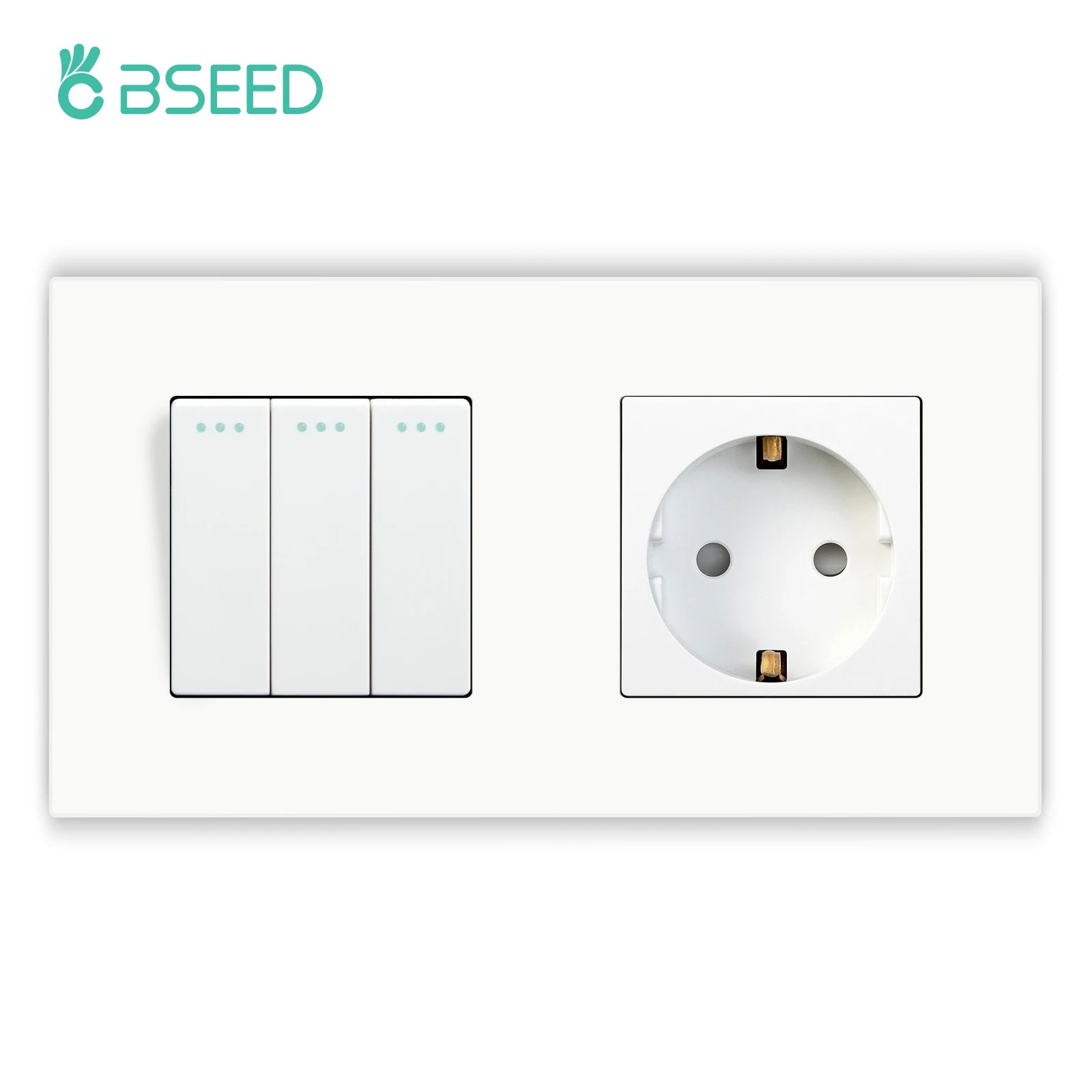 BSEED EU Wall Sockets Type-C USB Power Sockets Double Electric Sockets Triple Outlets Plastic Frame Germany Socket With Dual USB