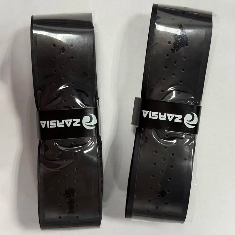 ZARSIA Perforated PU Leather Sweatband Tennis Badminton Racket Overgrip Wear-resistant Non-slip 2PCS