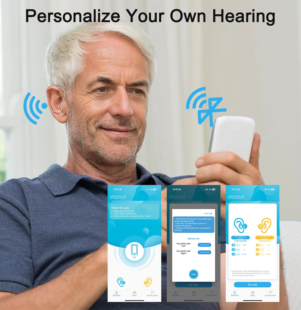 New Hearing Aids with Noise Cancellation Bluetooth Rechargeable Hearing Aids for Seniors Hearing Aid High Quality Audifonos