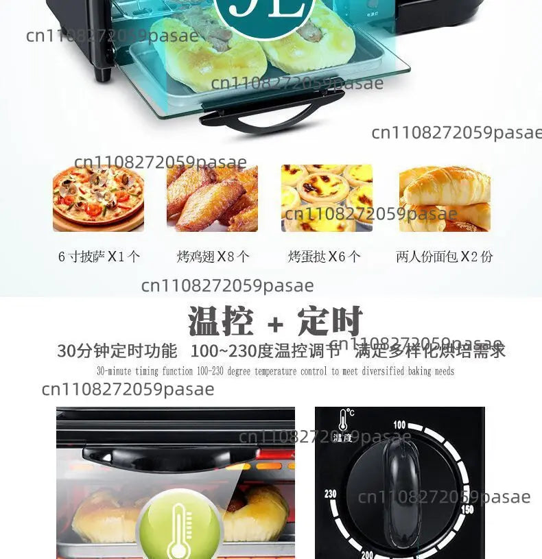 Three-in-one Breakfast Machine, Household Multi-functional Electric Oven, Coffee Machine, Grilling and Frying in One
