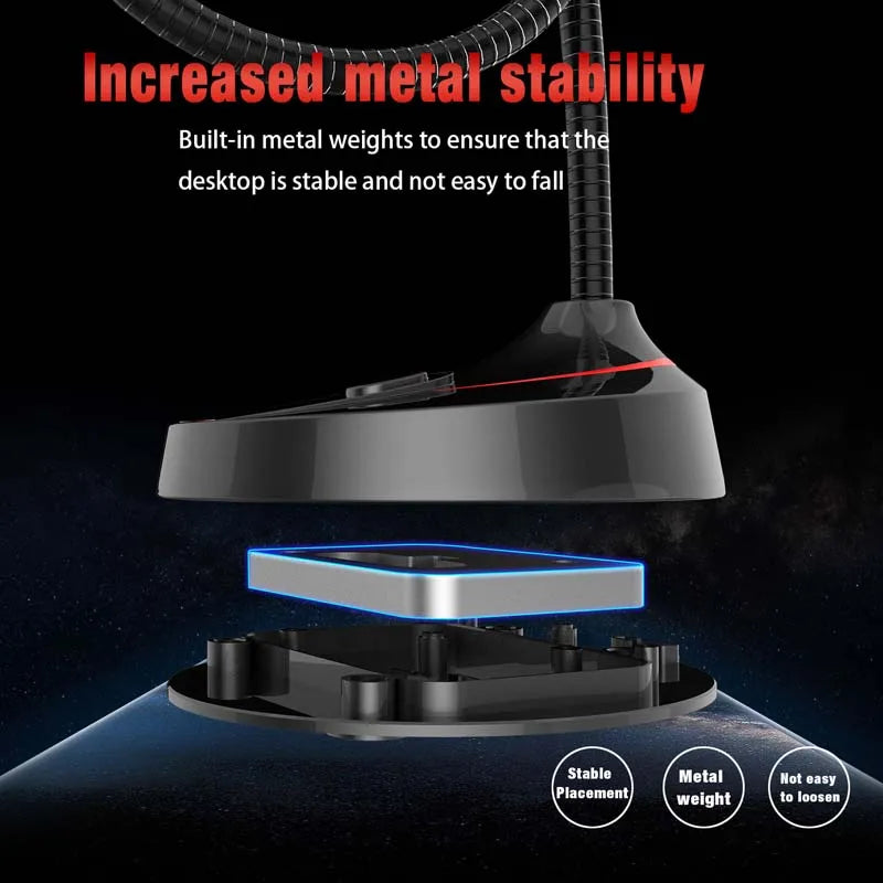Microphone Live Broadcast Streaming Network Video Microphone Game Audio Call Bending Metal Tube Stable One Touch Control Mic