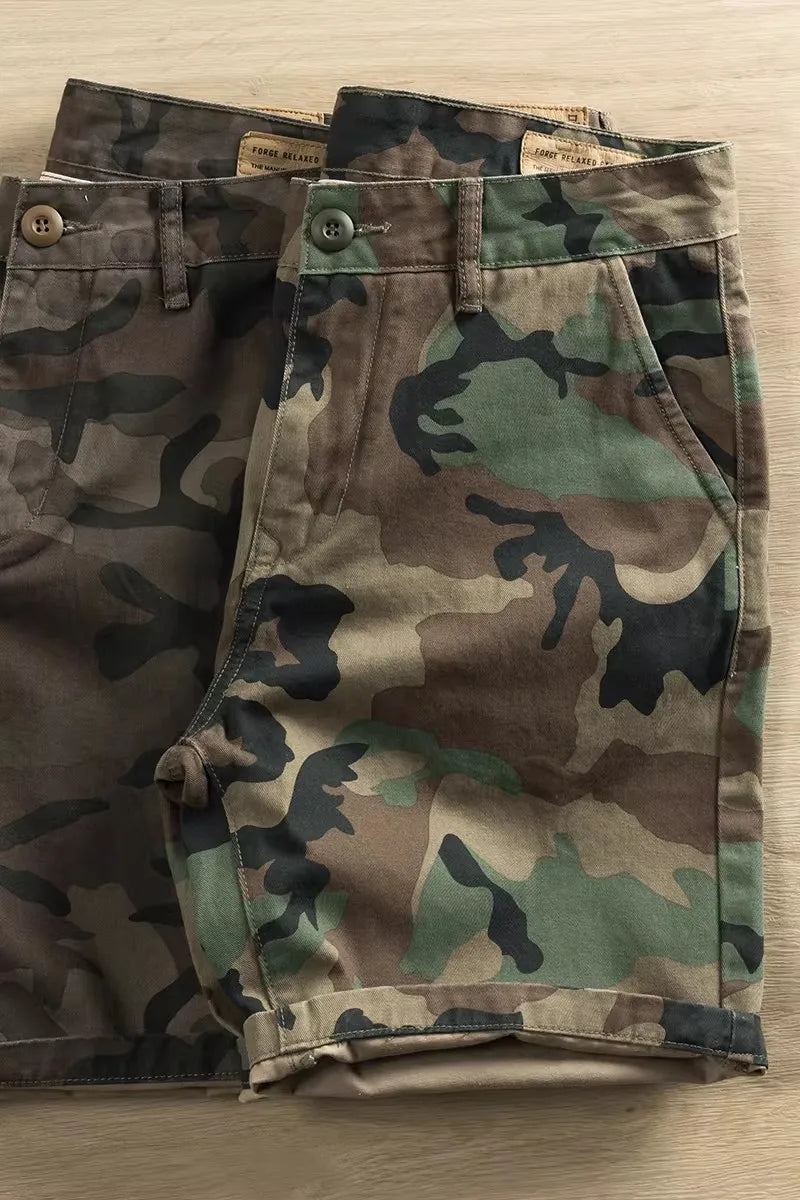 American Retro Camouflage Work Short Pants Men's Summer Loose Casual Thin Wear-resistant Dirty Five-Quarter Pants