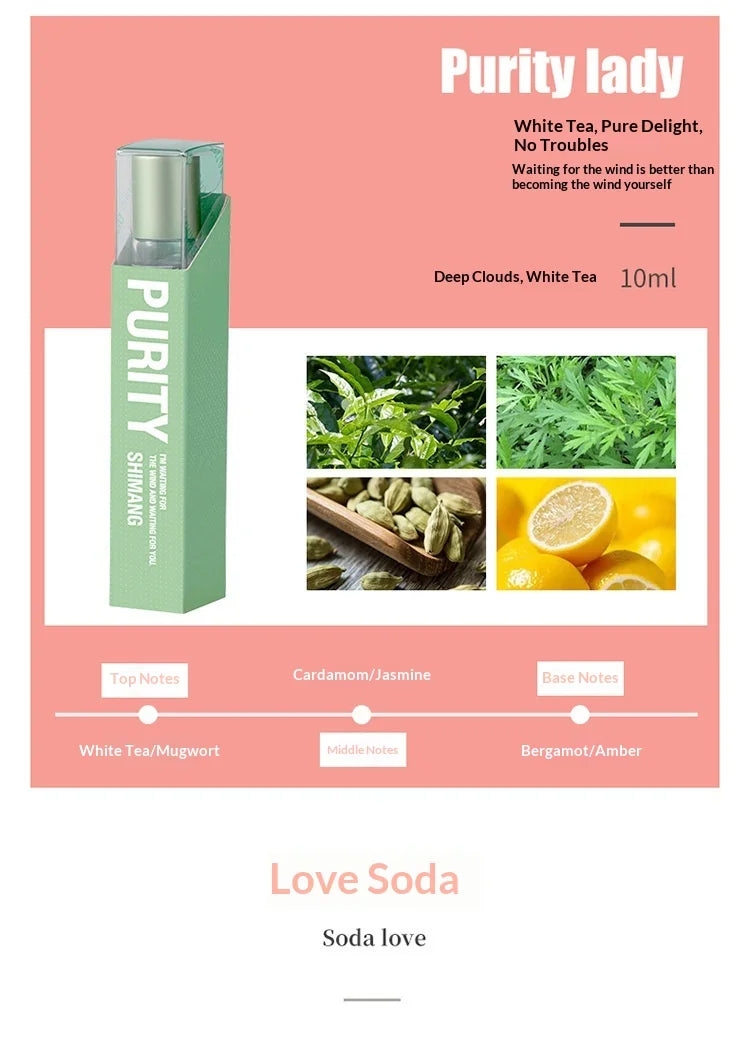 Floral Roll-On Perfume for Women & Men Long Lasting Light Fragrance Popular Scent for Young Girls Students Portable 10ml Parfum