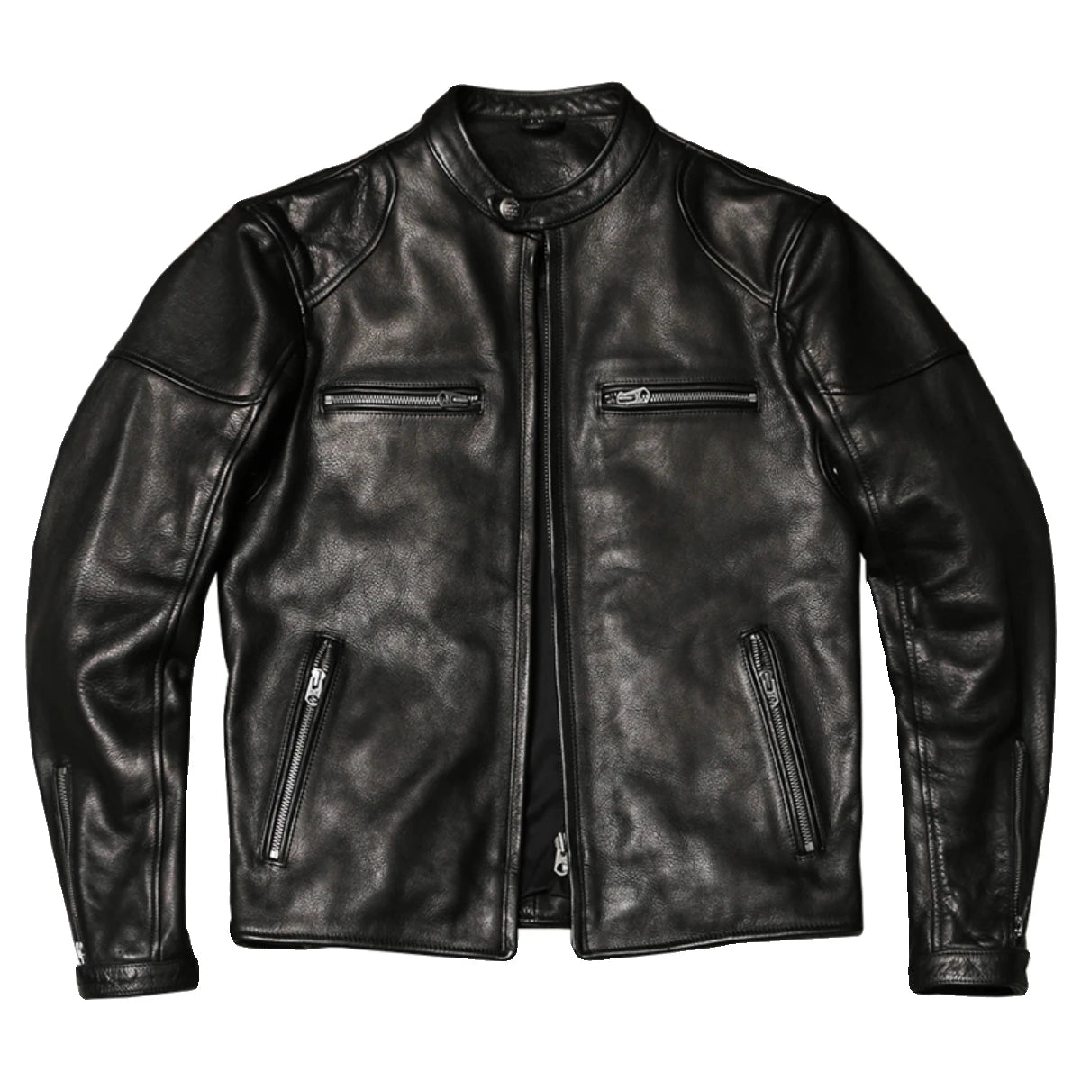 Black Winter Leather Jacket Men Sports Style Plus Size 5XL Genuine Natural Thick Cowhide Stand Collar Slim Fit Short Coat
