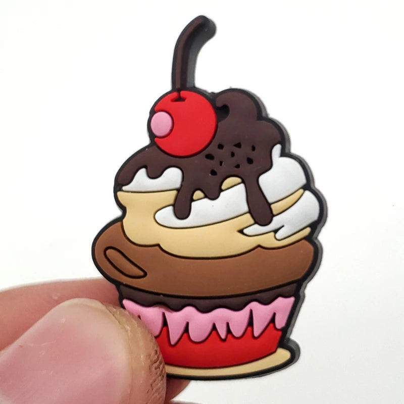 Cute Kawaii Food Shoes Charms Set Cartoon Burger Pizza Boba Shoe Accessories, PVC Clog Decorations for Sandals, Party Gifts