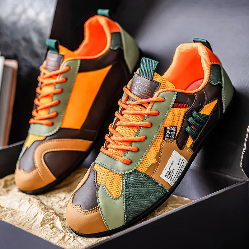 Men's Trendy Black and Gray Color-Blocked Mesh Breathable Casual Sports Shoes, Summer Thin Retro Forrest Gump Shoes, Lightweight Soft-Soled Shock-Absorbing Non-Slip Versatile Wear-Resistant Men's Shoes
