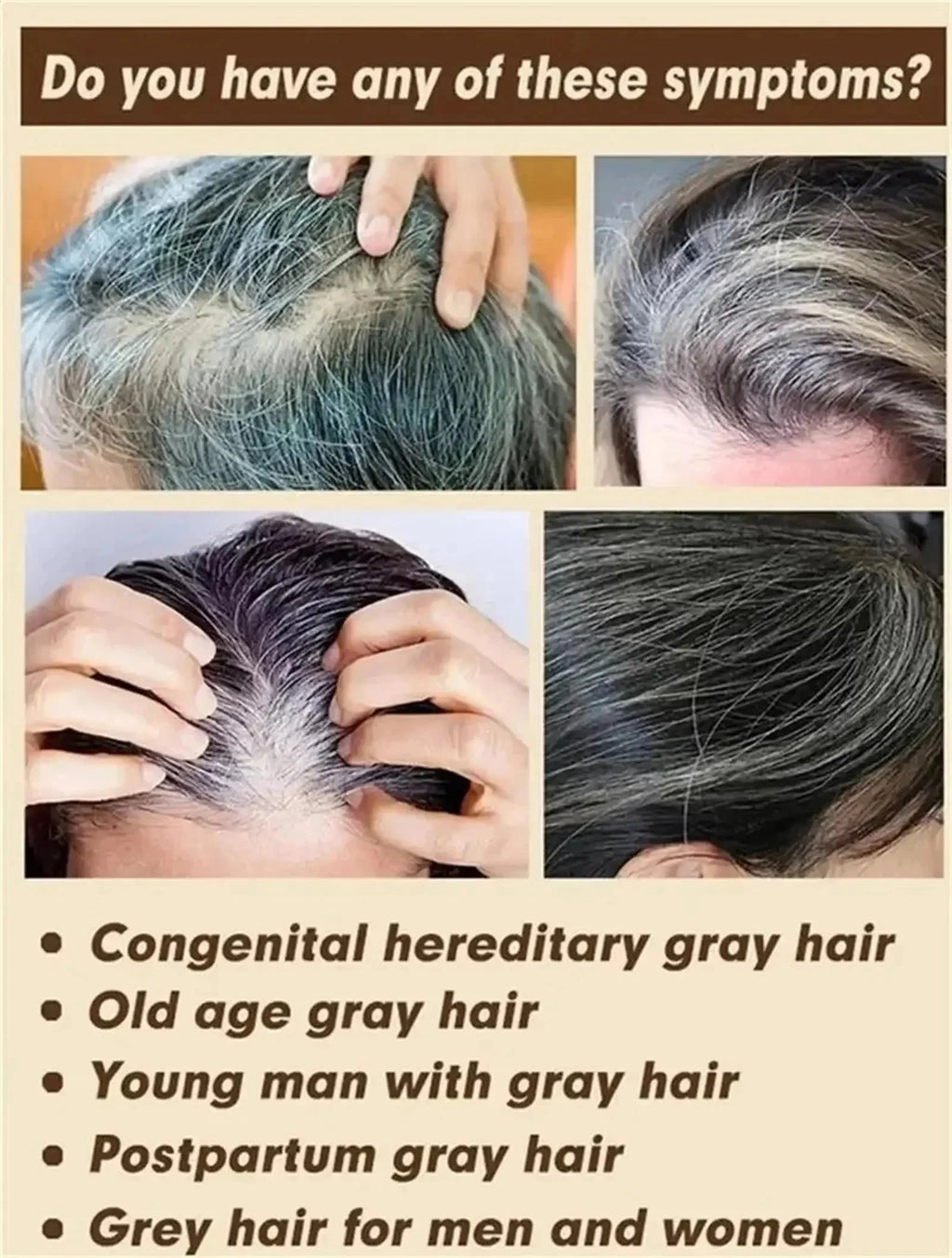 Herbal Anti-grey Hair Treatment Serum Cream White To Black Permanent Repair Natural Color Nourish Scalp Hair Care Products