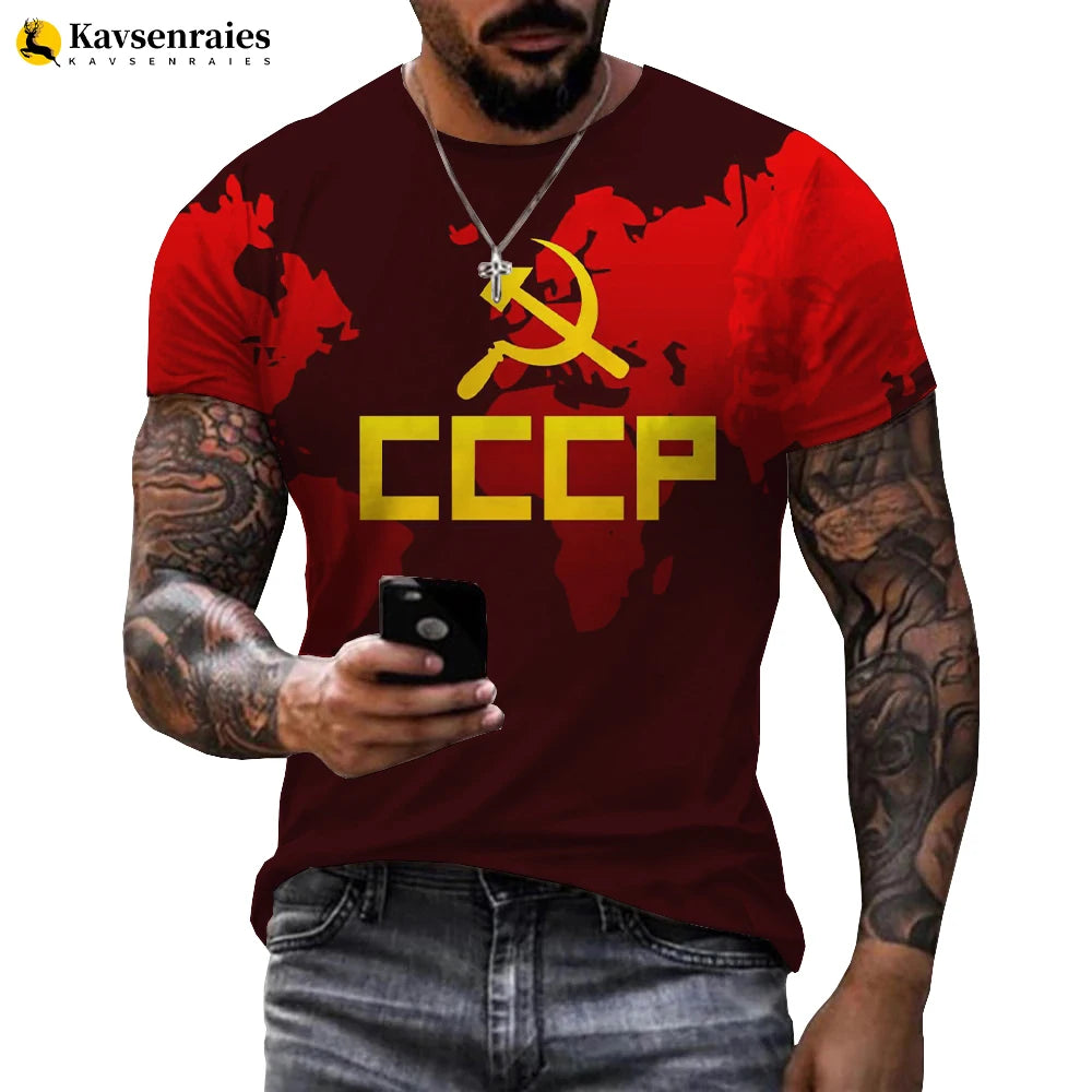 2022 Russia Flag 3D T-shirt Russia Bear CCCP Printed Harajuku Streetwear Oversized T Shirt Men Women Fashion Casual Cool Tops