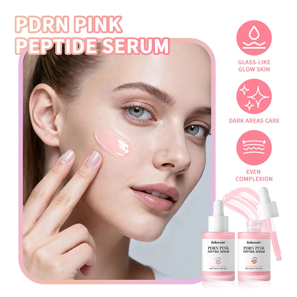 Lakerain Pink Peptide Serum Even-looking Skin Tone Dark Care Long-Lasting Hydration Low-Irritation Formula Firming Adenosine