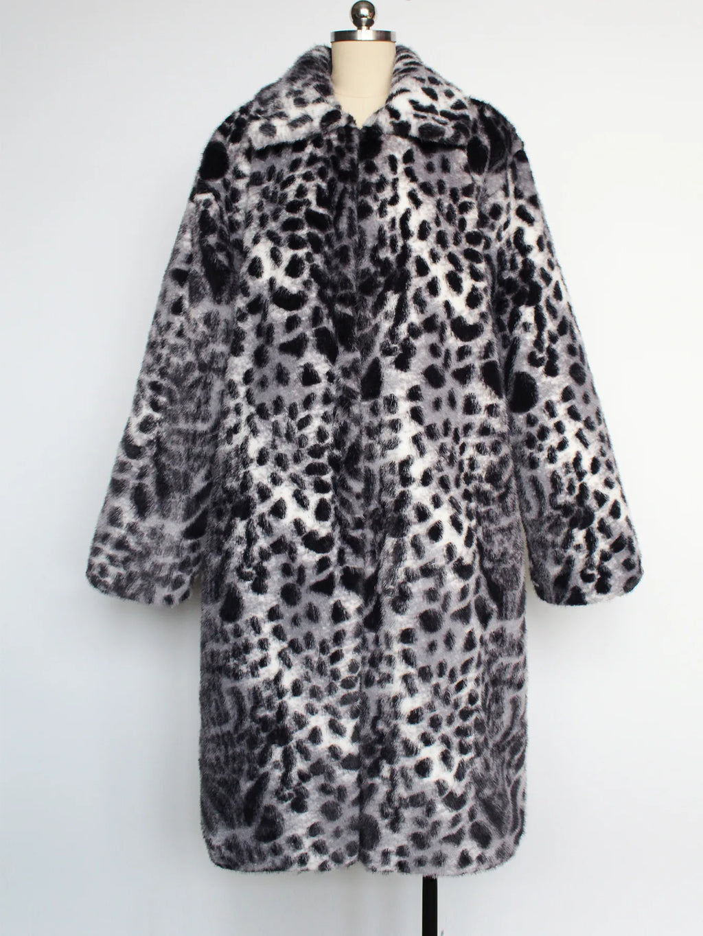 Men Faux Fur Coats Leopard Jackets Color Blocked Turn Down Collar Long Sleeve Single Breasted Straight Casual 2025 Autumn Winter