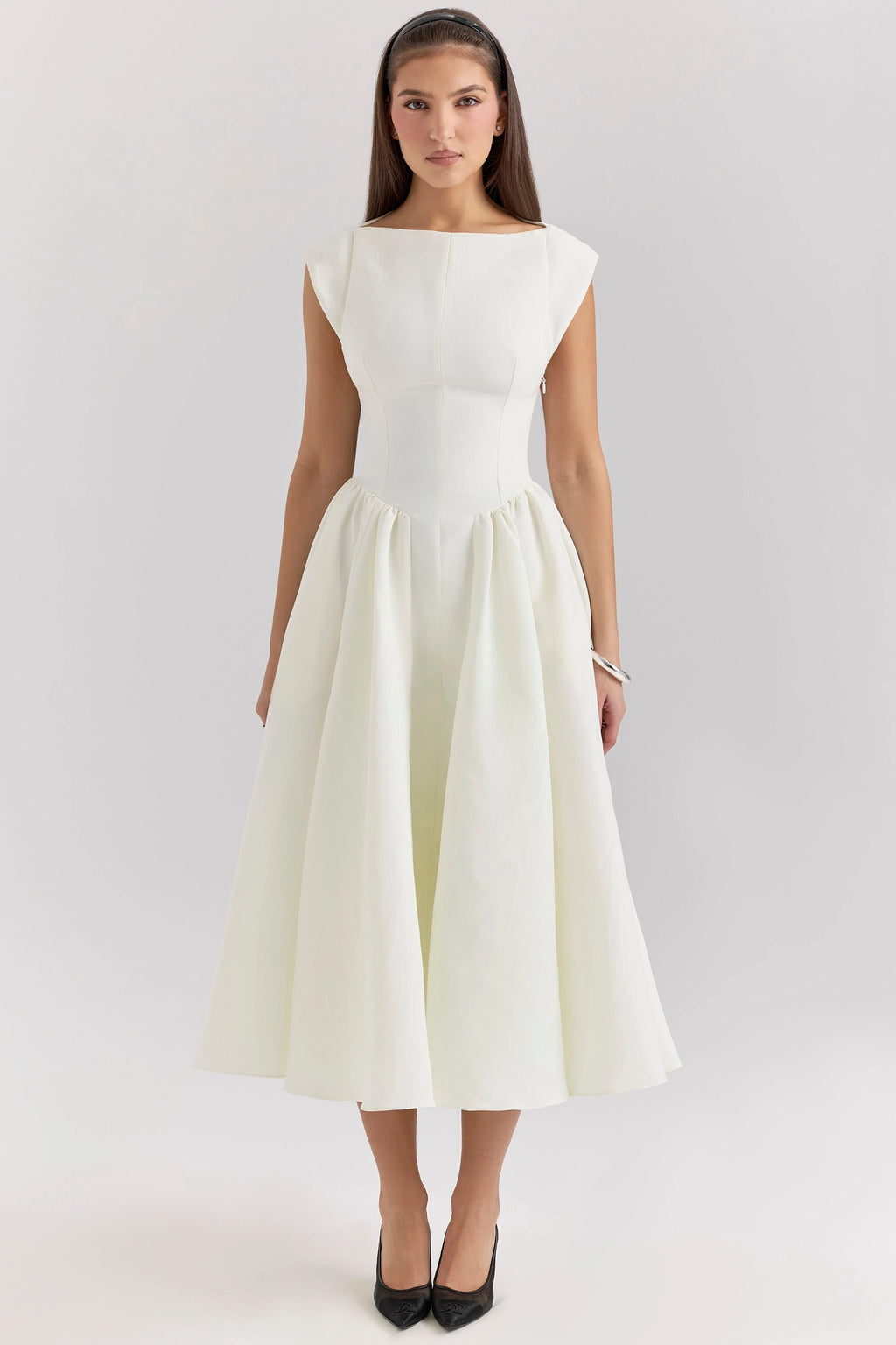 CHNMR French Elegant Solid O-neck Sleeveless Women A-line Long Dress Sexy Ruffle High Street Lady Dresses Casual Female Vestidos