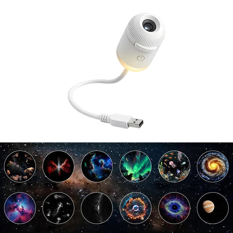 2-in-1 Galaxy Projector Light Mini USB Car Interior Ambient Lamp Galaxy LED Starry Sky for Party Home Bedroom Sleep Decoration