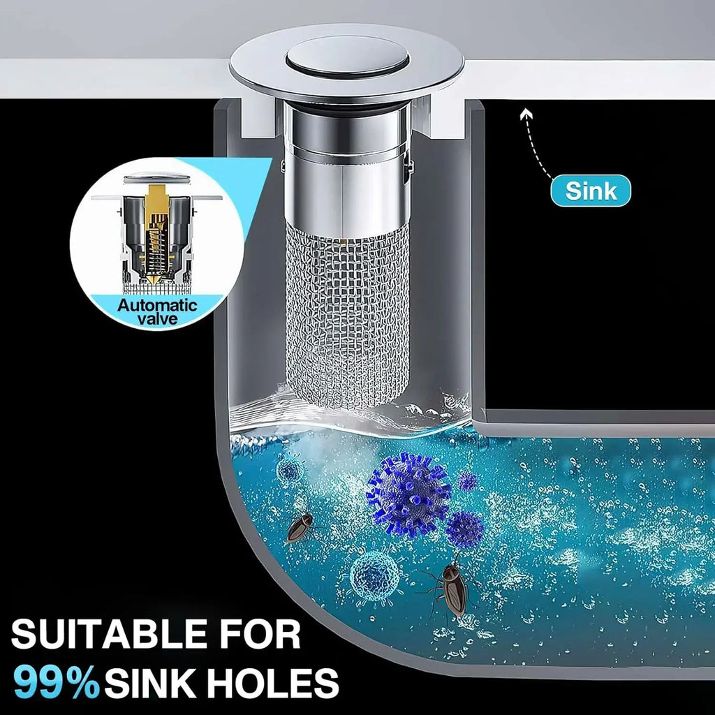 1-20PCS Kitchen Bathroom Sink Stopper Stainless Steel Rust Proof Drain Strainer Anti Odor Anti Clog Pop Up Drain Filter