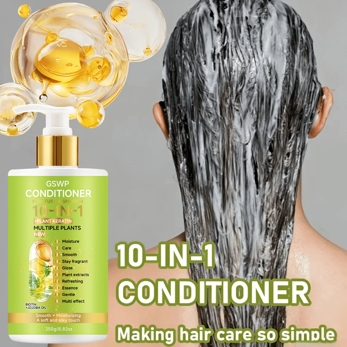 GSWP 10-in-1 Conditioner Strengthens and Protects Dry and Damaged Hair, Deeply Moisturizes and Smooths Dry.250g/500g